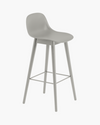 Fiber Bar Stool Wood Base - With Backrest - 75 cm