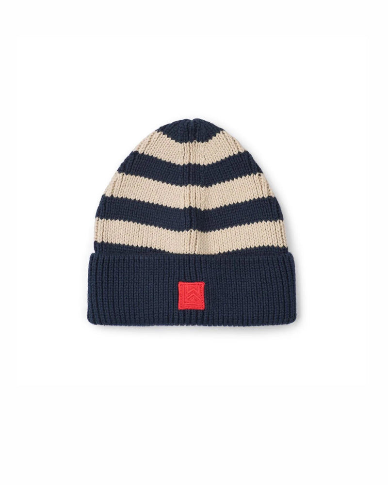 Ezra Beanie - Classic Navy/Sandy Stripe