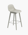 Fiber Counter Stool Wood Base - With Backrest - 65 cm