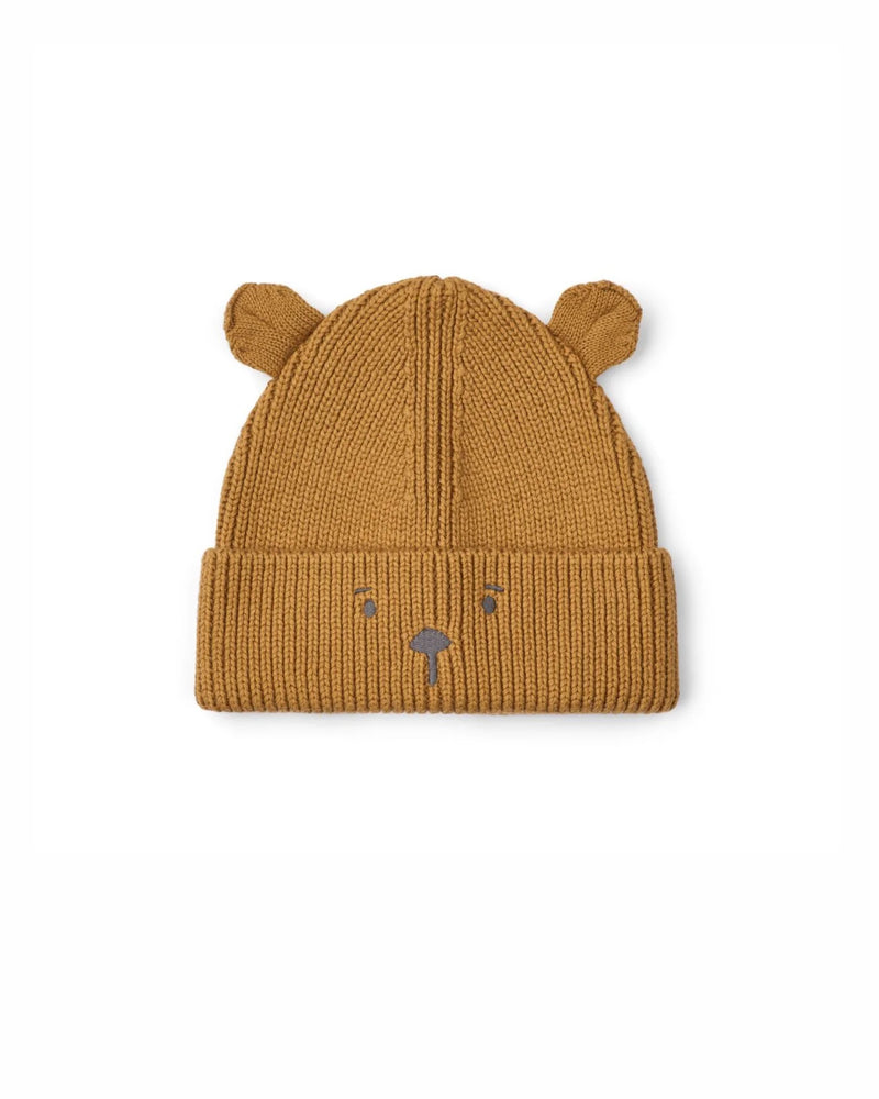 Gina Beanie w Bear Embroidery - Golden Caramel