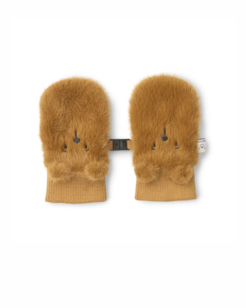 Lizzy Plush Bear Mittens - Golden Caramel