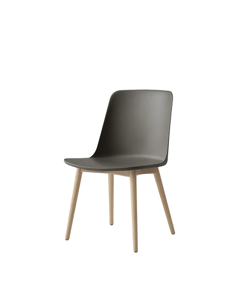 Sedia da pranzo con gambe in rovere Rely &Tradition Stone Grey