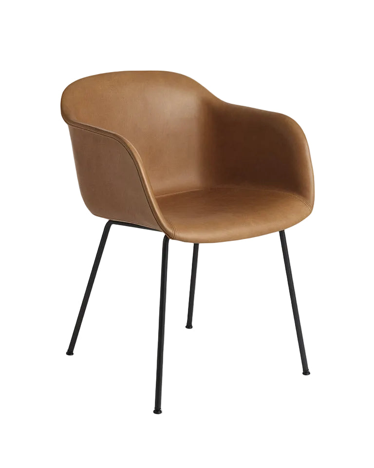 Sedia Muuto Fiber Armchair Cognac Refine leather